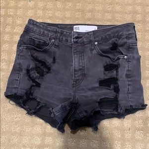 Frayed Black Jean Shorts